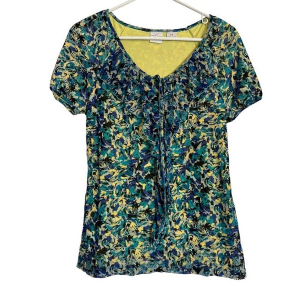 Emma & James womens size Medium Blue Green Print Nylon Stretchy Lined